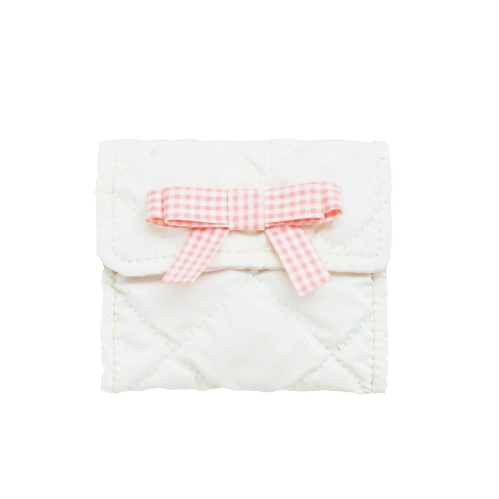 

Waterproof Bow Cosmetic Container Handle Portable Toiletry Bag Plaid Makeup Bag Data Cable Storage White S