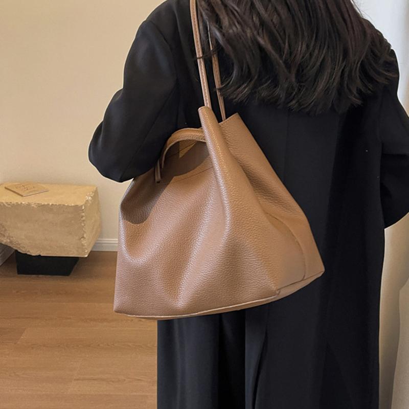 Yogodlns Vysoce kvalitní velkokapacitní taška typu bucket pro ženu, nová módní texturovaná ruční taška přes rameno pro každodenní nošení do práce a z práce, podpažní taška tote