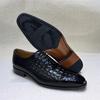 Fashion Men's Python Genuine Leather Dress Shoes Lace-Up Pointed Toe Wedding Formal Oxford Business Shoes in Black/Brown for Banquet