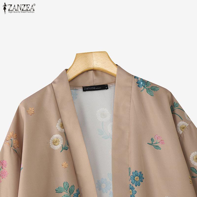ZANZEA Women Floral Print Casual Long Sleeve Cardigan Blouse