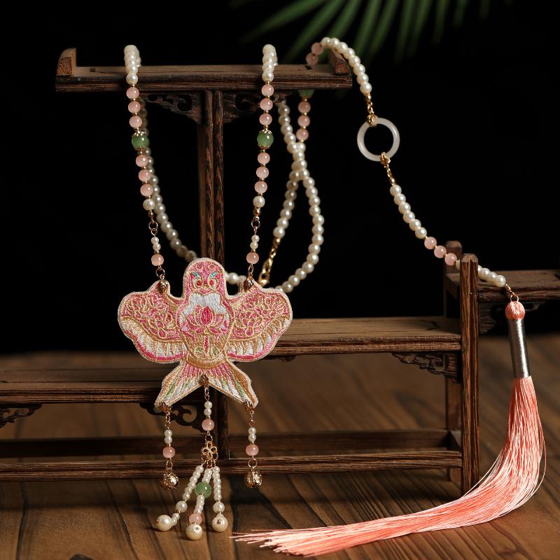 Chinese Style Embroidered Butterfly Wreath Necklace Super Fairy Tassel Pendant Horse Face Skirt Accessories