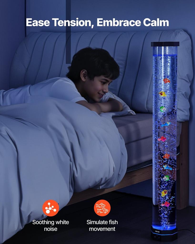 Bubble Tube Lamp 16 Color 1 m Sensory Aquarium Lamp for Relief Calming
