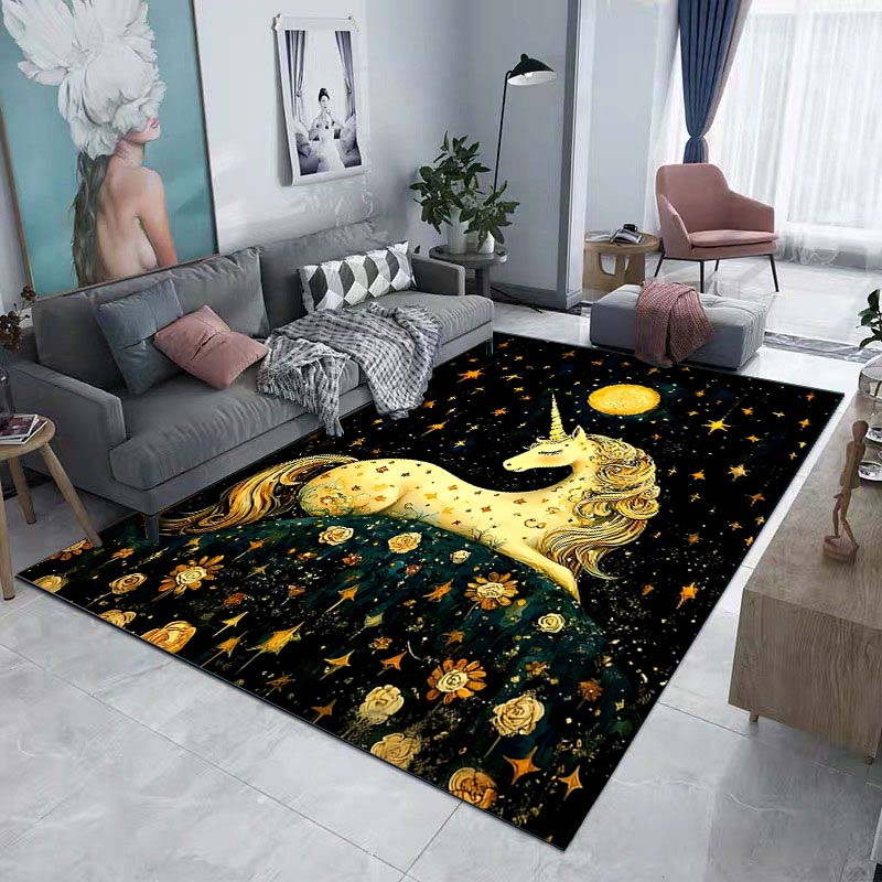 Unicorn Under the Stars Printed Carpet for Living Room Bedroom Bedside Bathroom Floor Mat Area Rugged Sofa Mat Home Decor