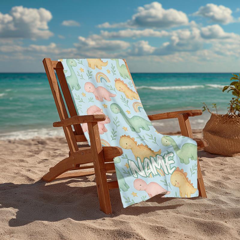 Personalisierbares Ultra-Weiches Strandtuch mit Dinosaurier-Thema, Ideal für Pool - Camping, Tauchen - Perfekter Reisebegleiter, Lebendiges Strandtuch.