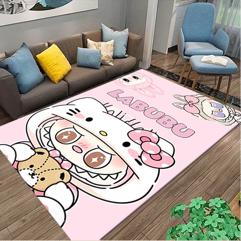 [1pc LABUBU Office Chair Carpet] Digital Printed Area Rug for Home & Game Room Use, Soft Indoor Sofa Chair Mat