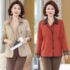 2025 Spring and Autumn Fashion Turn-Down Collar Jacket for Middle-Aged and Elderly Women