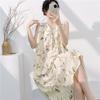 Cotton and silk sleeveless nightdress women's summer thin floral new super good-looking dress medium and long small fresh loungewear