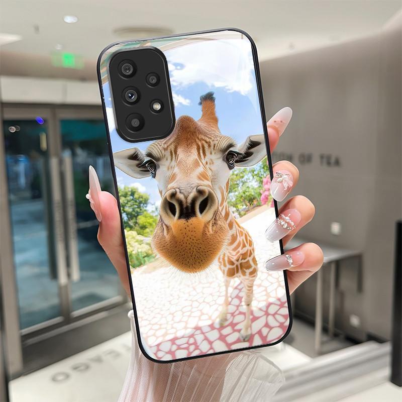 Süße Cartoon-Katzen Blumen Hülle Für Samsung Galaxy A52 A52S A72 4G 5G Gehärtetes Glas Handyhülle Schutzhülle Rückseite Hartschale