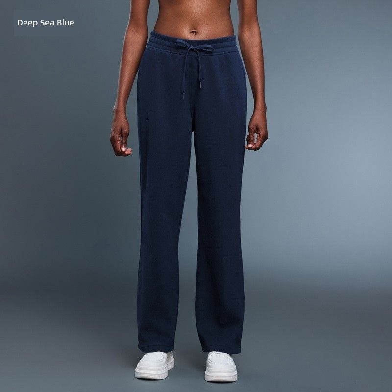 

Same Sports Pants Women s Fall and Winter Fleece-lined Warm and Loose Casual Pants Comfortable Straight-Leg Pants Commuter s All-Matching Slim Looking Deep sea blue S