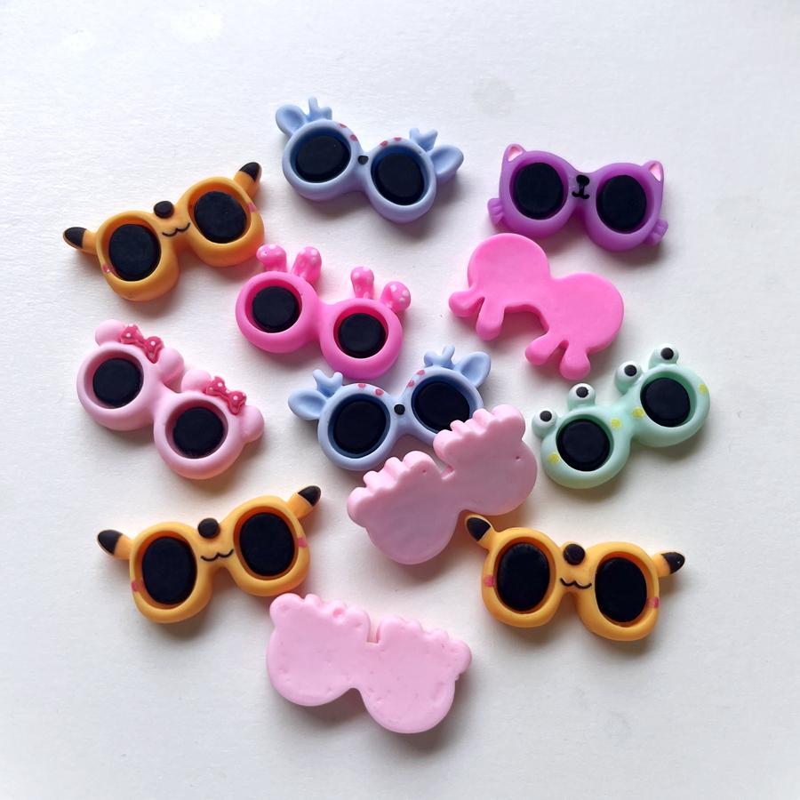 20pcs Mixed Cute Animal Glasses Resin Flat Back Decorative Scrapbook Diy Jewelry Hair Accessories Charm Decorative Accessories