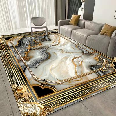 Modern Golden Frame Luxury Carpet Washable Lounge Rug Large Area Living Room Sofa Decoration Rug Bedroom Decor Bedside Floor Mat