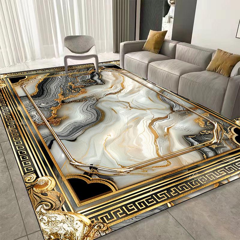 

Modern Golden Frame Luxury Carpet Washable Lounge Rug Large Area Living Room Sofa Decoration Rug Bedroom Decor Bedside Floor Mat 80x120cm