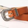 Retro Floral Womens Belt Fashionable Pin Buckle Durable Pu Material For Casual Style