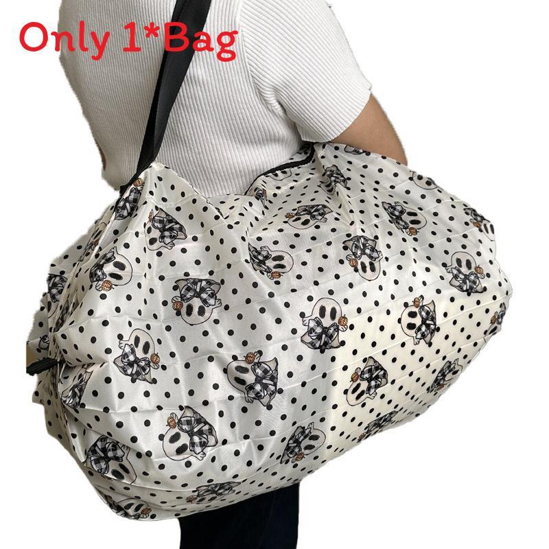 Nylon Foldable Shopping Bag With Large Capacity Waterproof Tote For Grocery Use