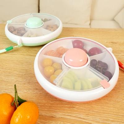 Caja de Almuerzo Giratoria Circular Contenedor de Snacks Sellado a Prueba de Humedad Bandeja Giratoria para Frutas Caja de Caramelos Caja Portátil para Guardar Semillas de Melón