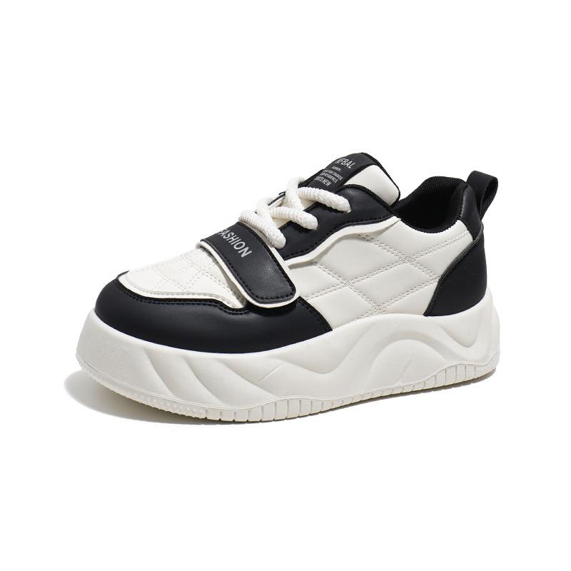 Zapatillas de deporte gruesas con plataforma informal para mujer, zapatillas ligeras para correr, zapatillas de deporte transpirables de cuero PU para caminar, zapatos deportivos de tenis con cordones para mujer