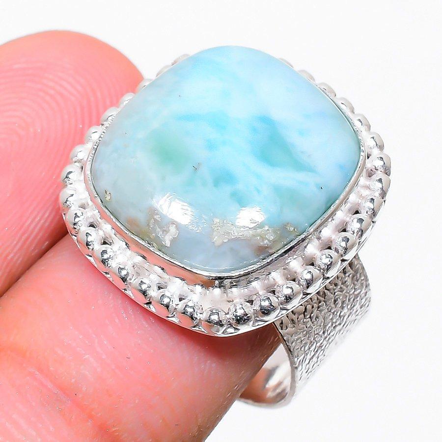 

Republc Larimar Gemstone Handmade Ethnic Jewelry Ring Size 6.5SR-3697