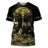 Mens Viking Print T-Shirt 3D Digital Short Sleeve Casual Loose Fit Tee