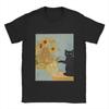 Van Gogh Sunflowers Cat Funny T Shirts Men's Cotton Leisure T-Shirt O Neck Oil Painting Tees Short Sleeve Merch Adult Streetwear