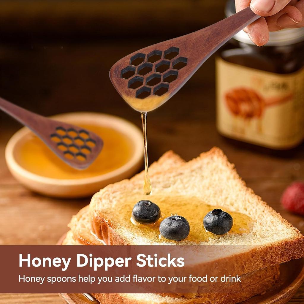 Wood Honey Drizzler 3PCS, Honey Dipper Sticks Wooden Honey Comb Honey Stick Small Honey Dipper Spoon Syrup Dippers for Honey Jar Dispense Drizzle
