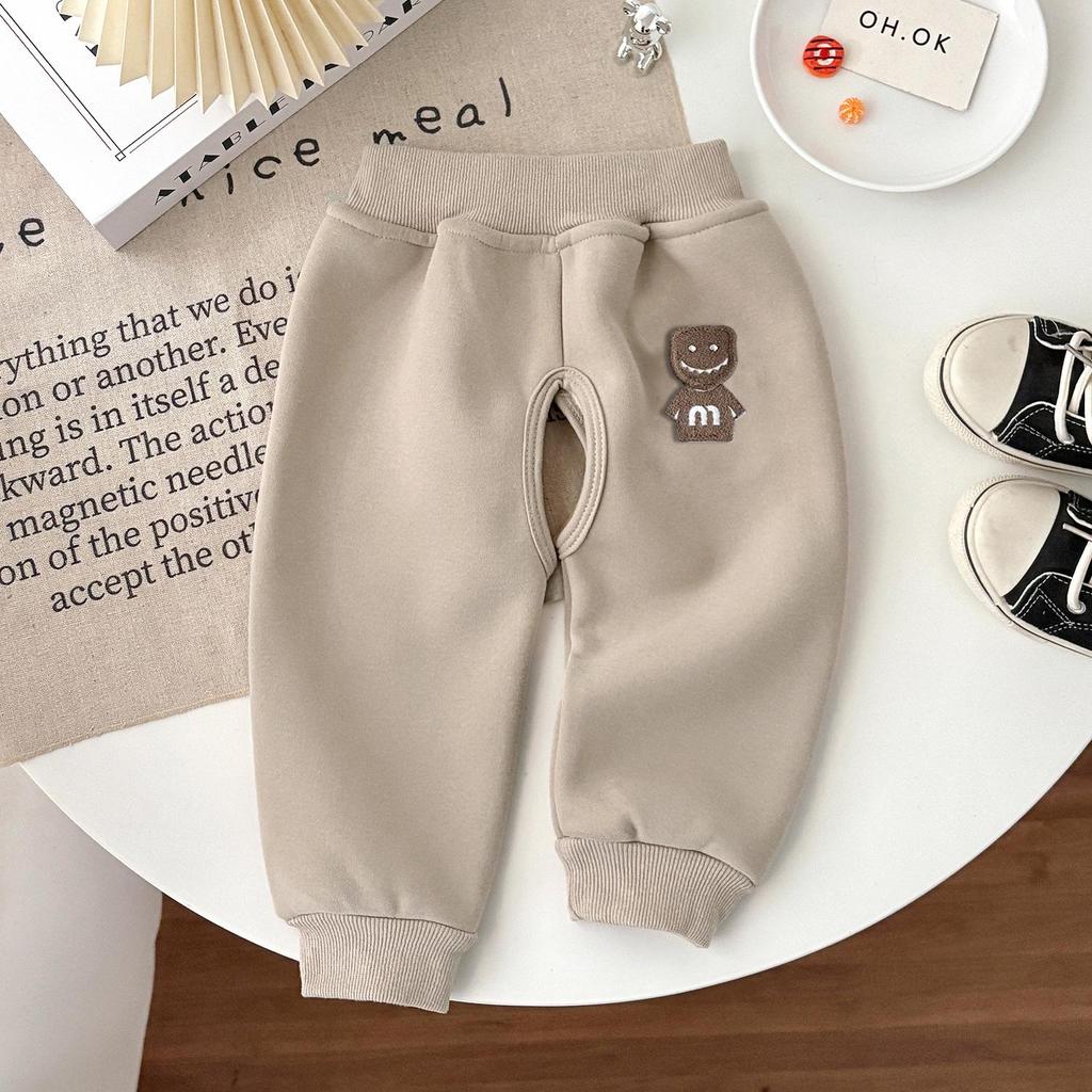 Infant & Toddler Velvet Thermal Open-Crotch Pants for Autumn/Winter