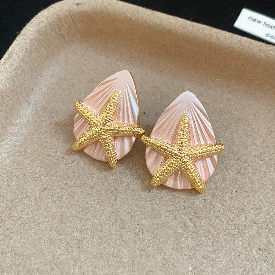 European and American silver needles dripping oil starfish water drop earrings vacation style temperament earrings light luxury high-end earrings