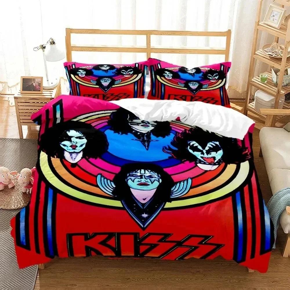 

3D Печать Kiss Band Рок Постельное Белье Комплект Для Спальни Мягкие Современные Покрывала Удобные Детское Пододеяльник Чехол для Одеяла и Наволочка 70x133cm 3pcs