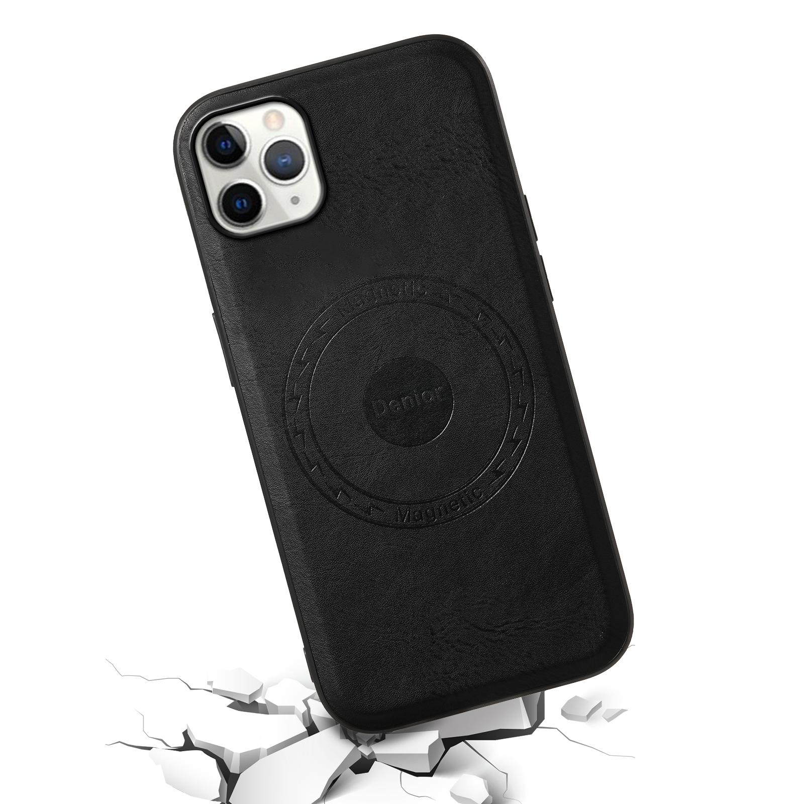 

DENIOR Magnetic Case for iPhone 11 Pro Max,PU Leather Coated PC+TPU Phone Cover Black