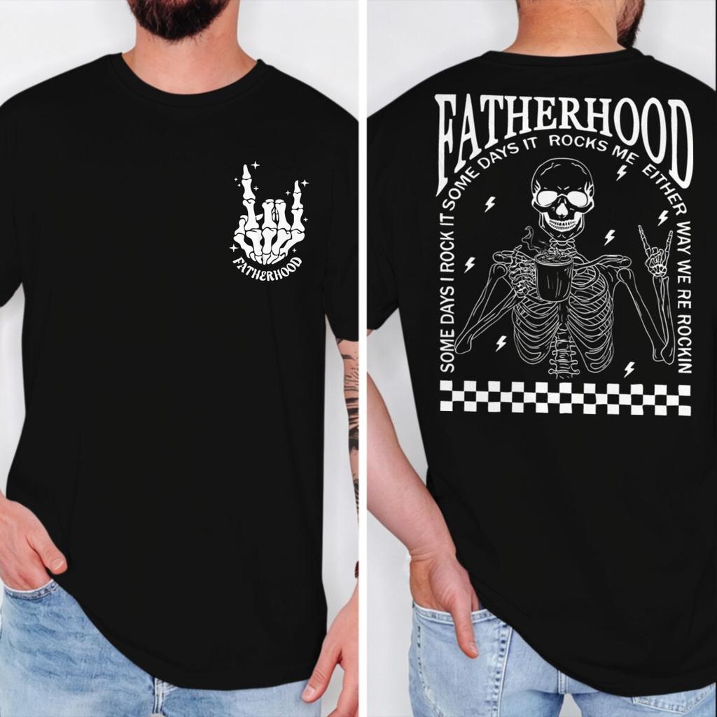 Funny Rock Dad Shirt Classic Unisexs Fatherhood Some Days I Rock It Some Days It Rocks Me Skeleton Fathers Day Gift Tshirts