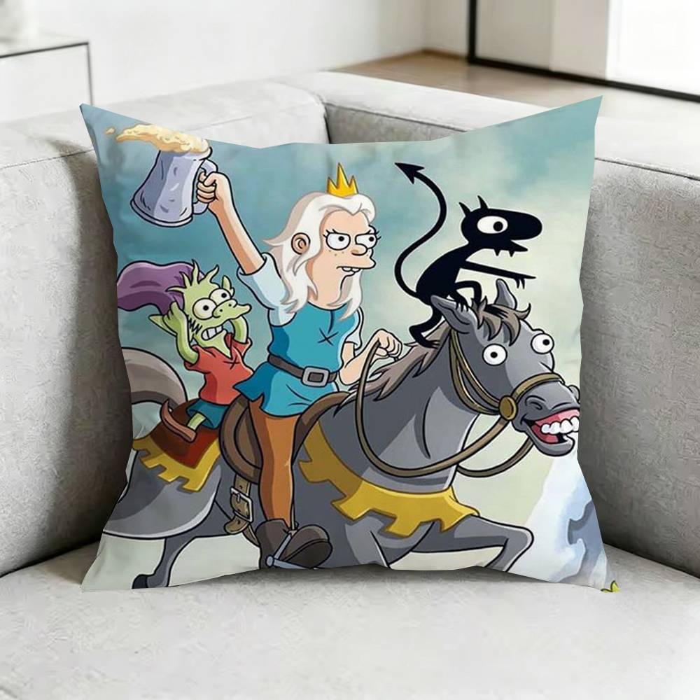 Cartoon D-Disenchantment-T Square Double-Sided printed Pillow Case Bedroom Bedside Pillow Sofa Cushion Cover Gift