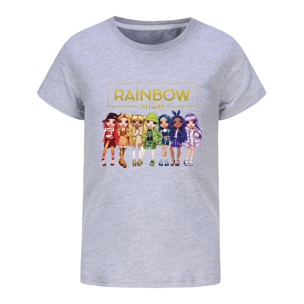 Fantasy Friends Rainbow High T-Shirt Kinder Sommerkleidung Mädchen Kurzarm Oberteile Kleinkind Junge Mode Streetwear Kinderkleidung