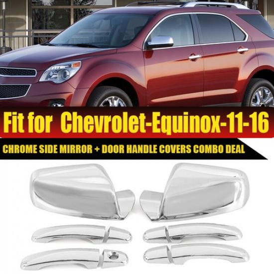 For 2010-2017 GMC Terrain Chevy Equinox Mirror Covers + Door Handle Trims Chrome