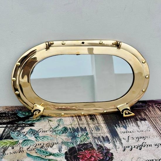 Brass Oval Porthole Brass Ship Mirror, Nautical Window Wall Mirror, Maritime Bathroom Mirror Home Decor, Gift