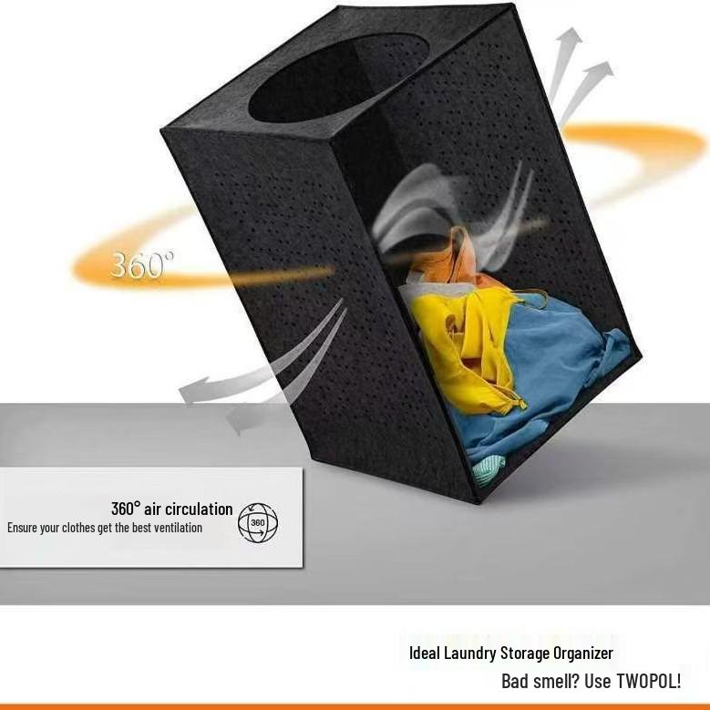 Foldable Laundry Basket with Lid and 360° Airflow to Prevent Musty Odors