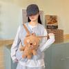 Plush Bear Itabag Backpack For Women With Zipper Closure And Inner Pocket For Daily Use