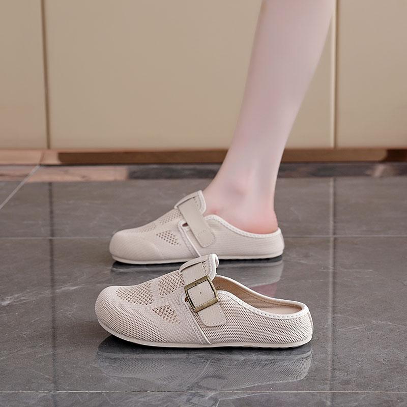 Fashion Shoes Woman 2025 Female Slippers Cover Toe New Rubber Soft Summer Flat Slides Shoes Ladies' Slippers Slipers Women Cover Toe Sum