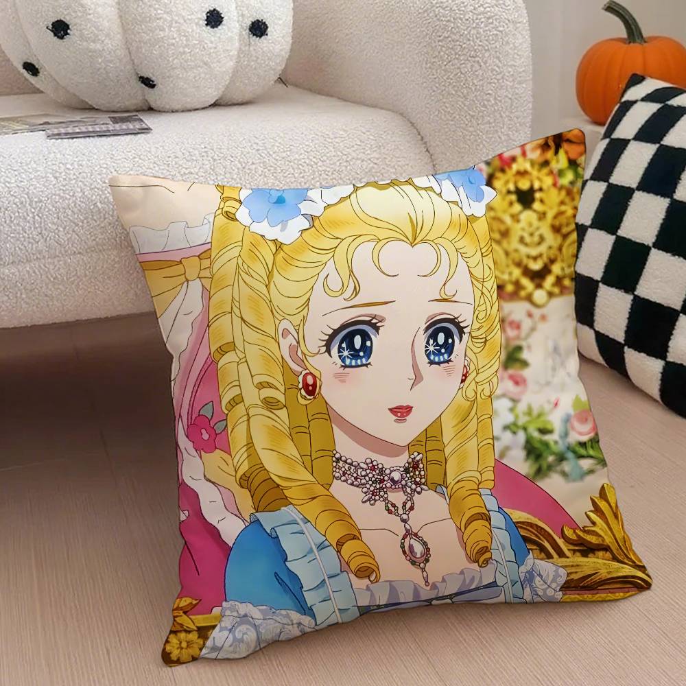 Vintage Anime R-Rose Of Versailles Pillow Case Anti-Dustmite Pillowcase Invisible Zipper Silky Short Plush Sofa Cushion Cover