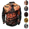 Men's Long Sleeve Quick Dry Mesh Golf Shirt, Halloween Print, Breathable Wicking Casual Top for Fall Golf