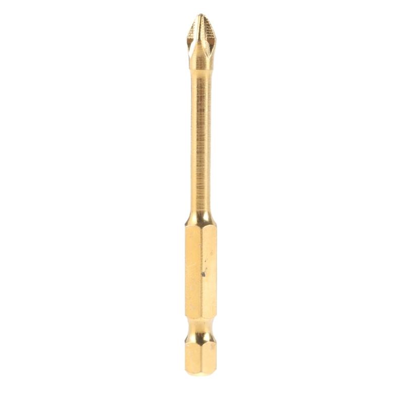 Alloy Steel Screwdriver Bit Set for Electric Drills, 25-150mm Length, PH00 PH2 Sizes, Gold Finish