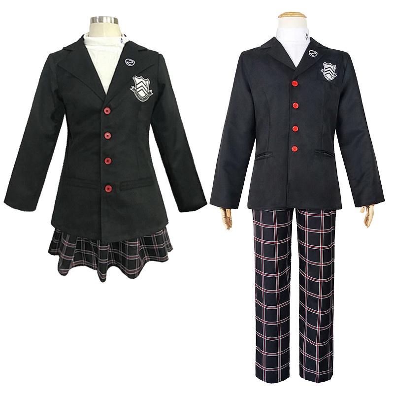 Cosplay Persona Anime 5 Amamiya Ren School Uniform Coat Shirt Pants Skirt Wig