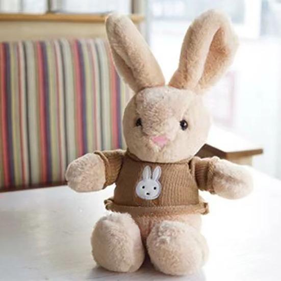 Rabbit Doll Plush Soft Stuffed Animal with Detachable Knitted Sweater Cute Lop-Ear Healing Toy for Kids Adults Bedroom Decor Gifts