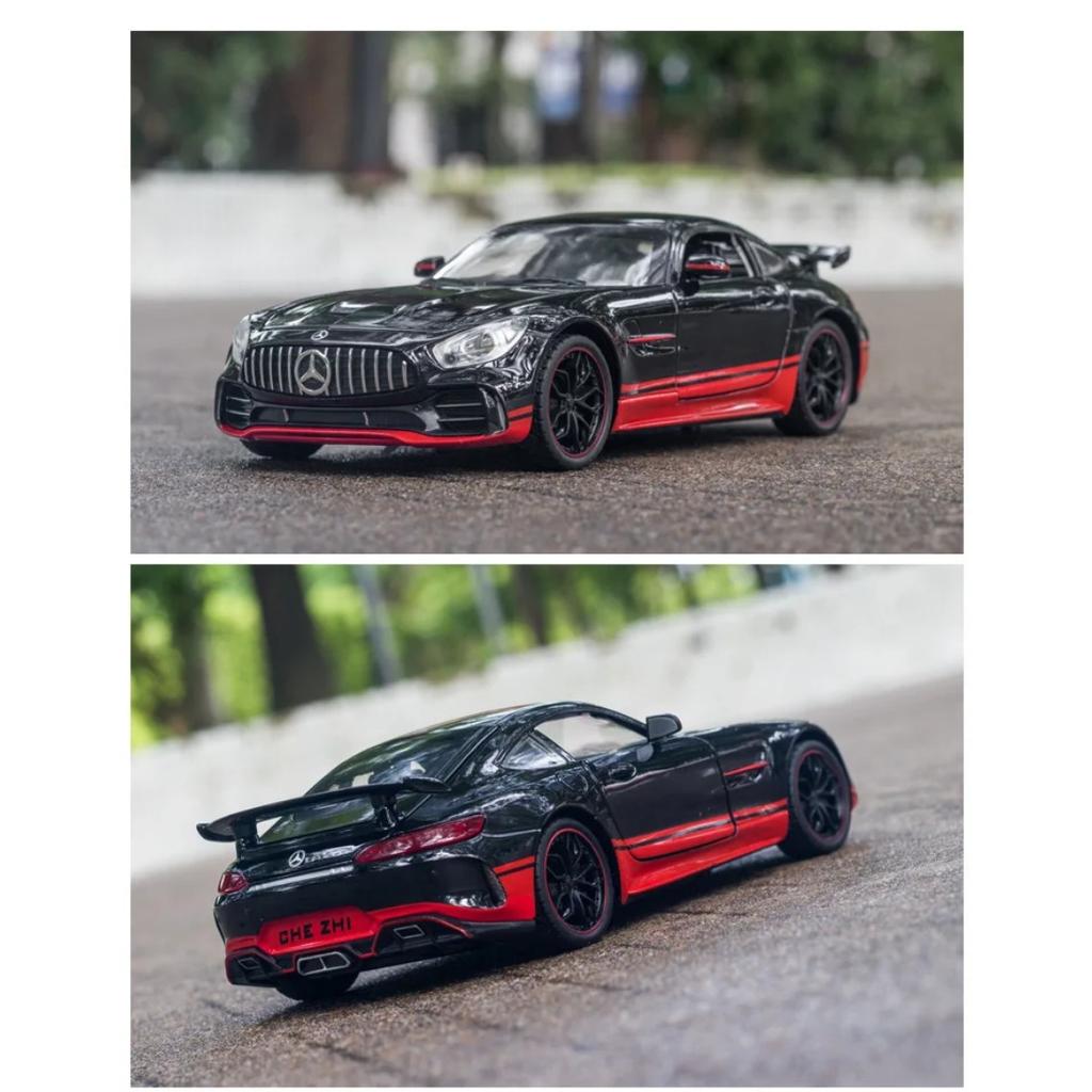 1/24 Scale Benz Gtr Sports Alloy Car Model Metal Children Diecast Toy Car Modification Simulation Sound & Light Gift for Boy