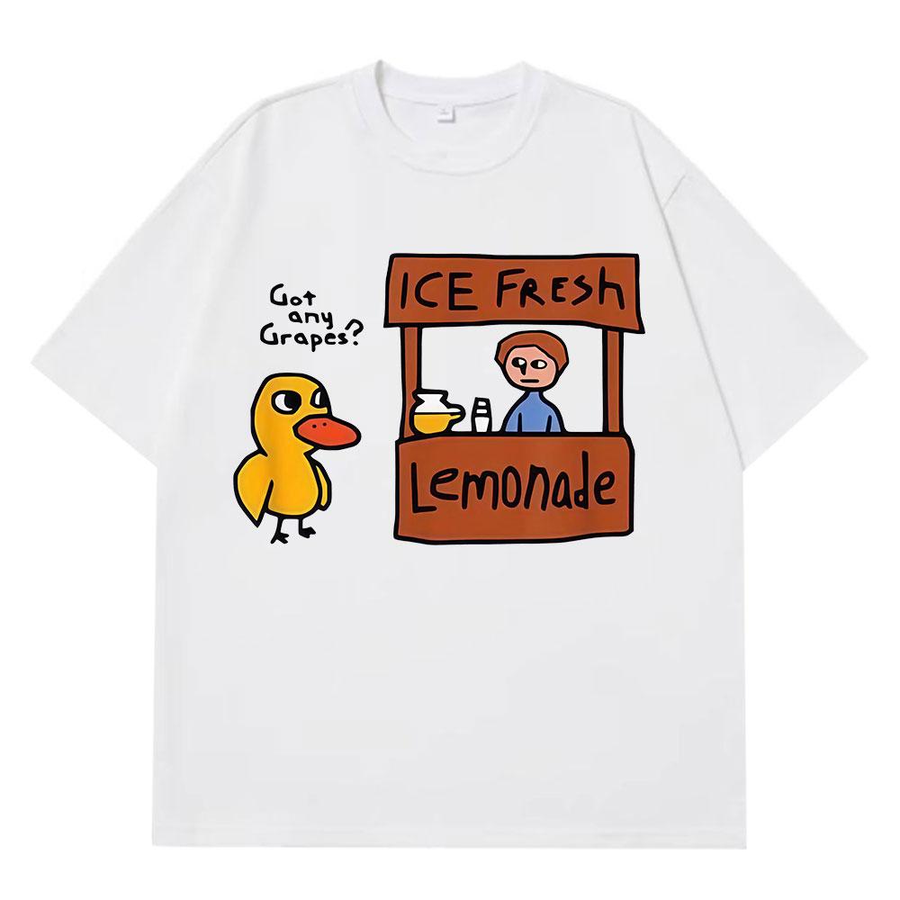 The Duck Song Got Any Grapes Funny Meme Tshirts Men Women Fashion Summer Shortsleeve Loose Casual Harajuku Tshirts Streetwear