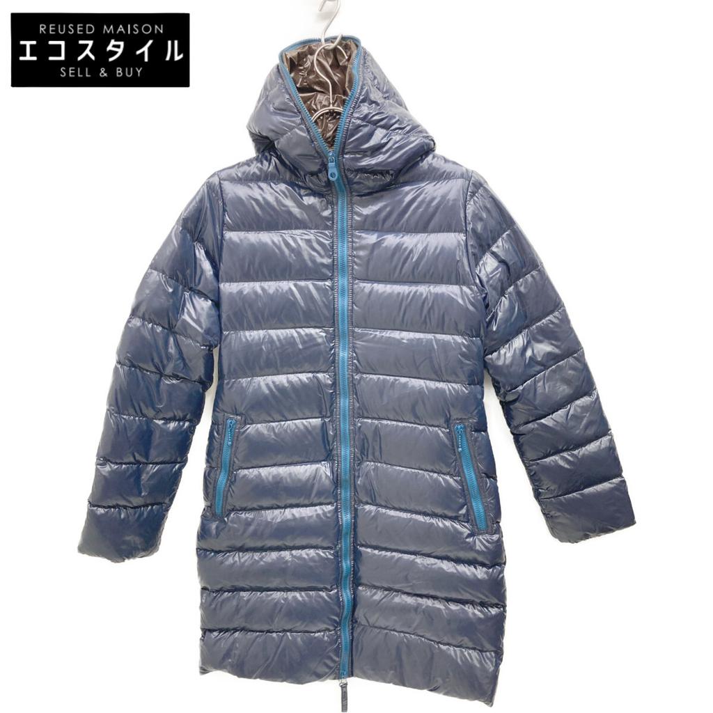 DUVETICA Navy Nylon Long Down Coat coat 44 NavyUsed