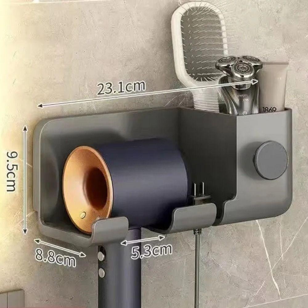 

Wall Mounted Storage Bracket Plastic Hair Dryer Shelf Blower Holder Comb Storage серый