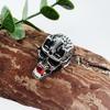 Hollow Skull Punk Hip Hop Necklace with Red Diamond Inlay - Men's Stainless Steel