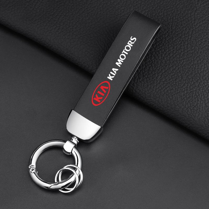 Nøkkelring i lær Bilnøkkelring Anheng Nøkkelring Biltilbehør For KIA Sportage Rio 3 Soul Optima Ceed Pro K5 K2 k6 K7 K8 Pride