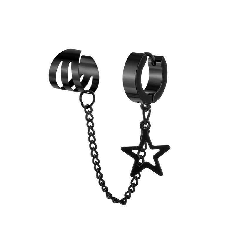 1Piece Cross Skull Chain Tassel Dangle Earrings for Women/Men Stainless Steel Ear Bone Clips Single Double Ear Holes Jewelry