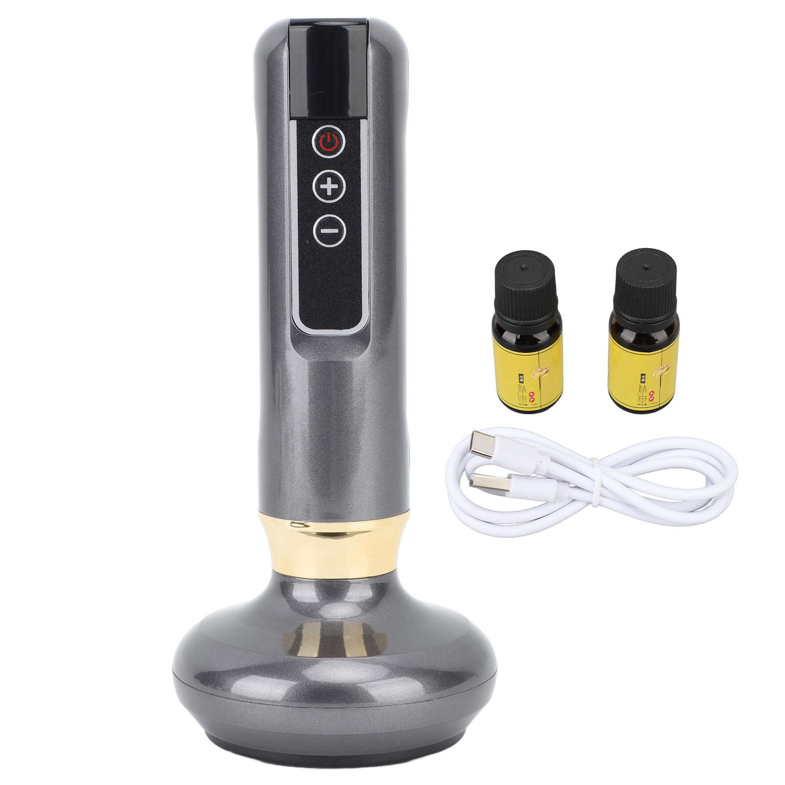 

Електронний набір для банок зі світлодіодним дисплеєм Bian Stone 6 передач акумуляторний негативний тиск нагрівання інтелектуальний набір для банок Гуа Ша сірий колір