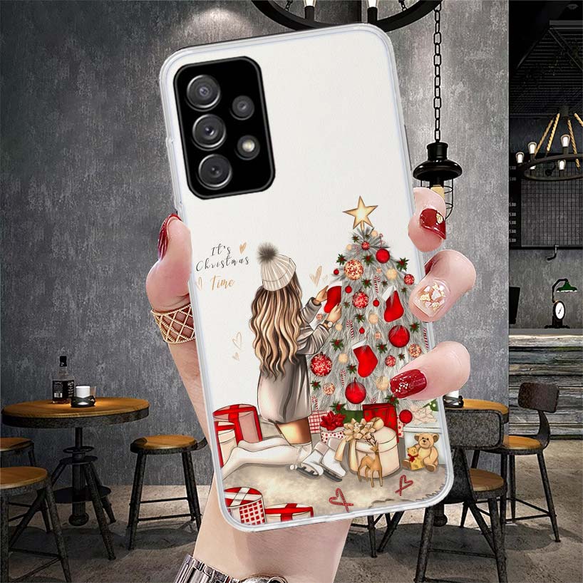 Christmas Girls Tree Gift Phone Case For Samsung Galaxy A13 A14 A15 A16 A17 A53 A54 A55 A56 A57 A33 A34 A35 A36 A37 A23 A24 A25